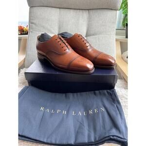 Brand New Ralph Lauren Purple Label Denver Cap-Toe Shoes Men's Size US 11D Tan